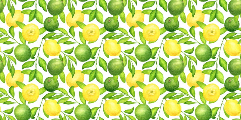 Citroner och limefrukter blommamatta - Tenstickers