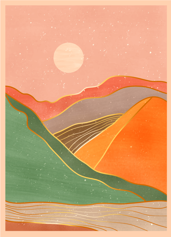 Färgglada pastell landskap nordisk vinyl matta - Tenstickers