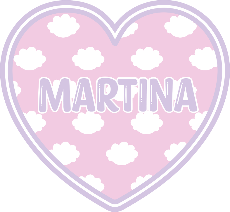 Hjärtformad med moln Vinylmatta namn - Tenstickers