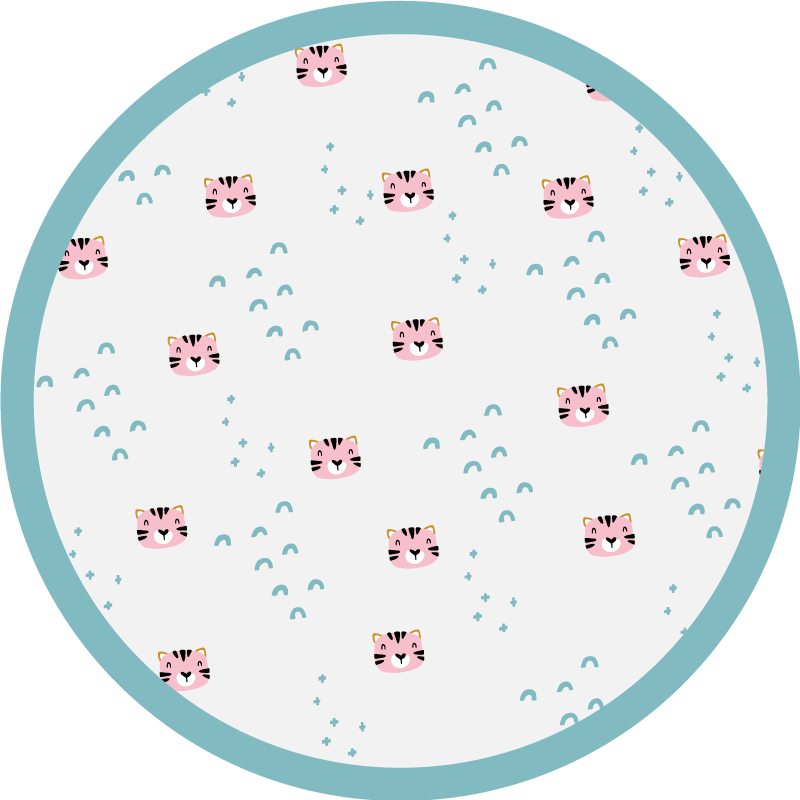 Rosa tiger och blå fåglar barn vinyl matta - Tenstickers