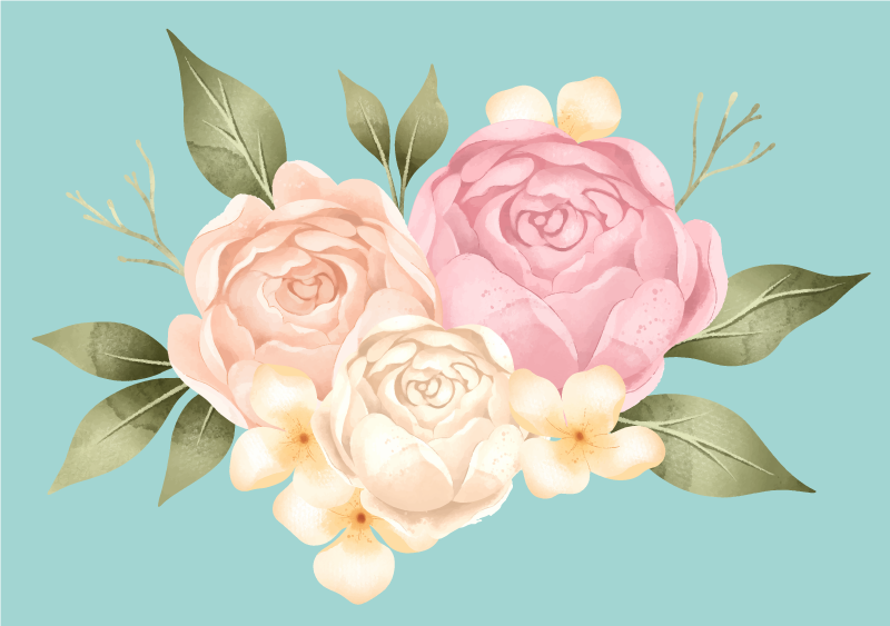 Pion realistisk blomma huvud blommig matta - Tenstickers