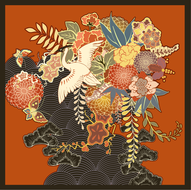 Utarbetat botaniskt element Vinylmatta blommor och växter - Tenstickers