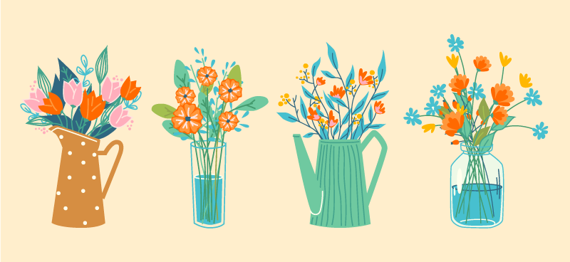 Pion tecknad gäng blommig matta - Tenstickers