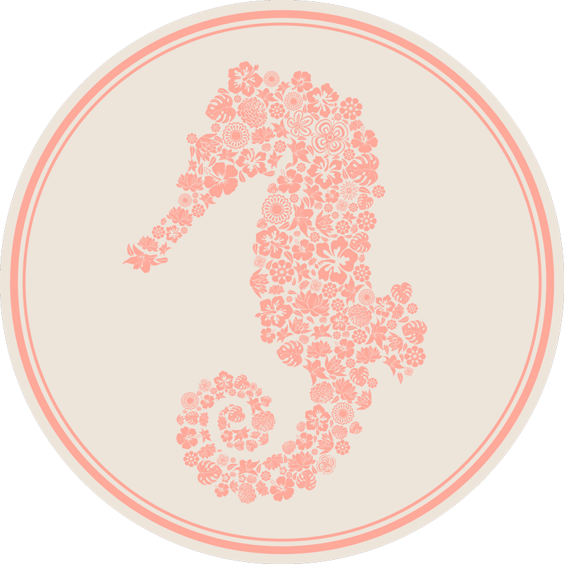 Sjöhäst blommönster Vinylmatta blommor och växter - Tenstickers