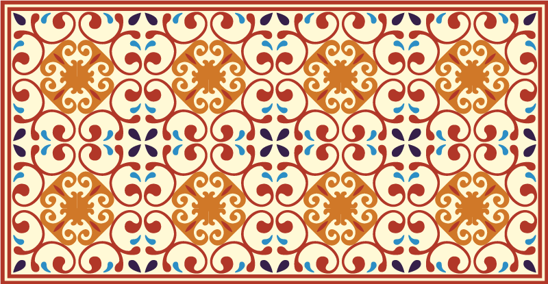Vintage kakel flerfärgad vinylmatta - Tenstickers