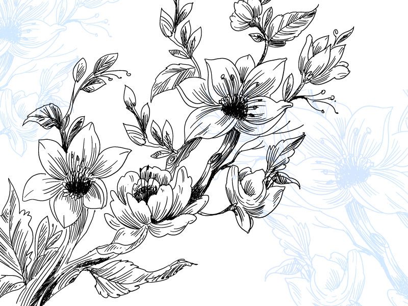 Blå grenar natur vinyl matta - Tenstickers