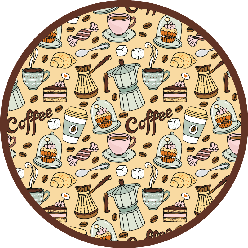 Rund kaffedesign Vinylmatta Kök - Tenstickers