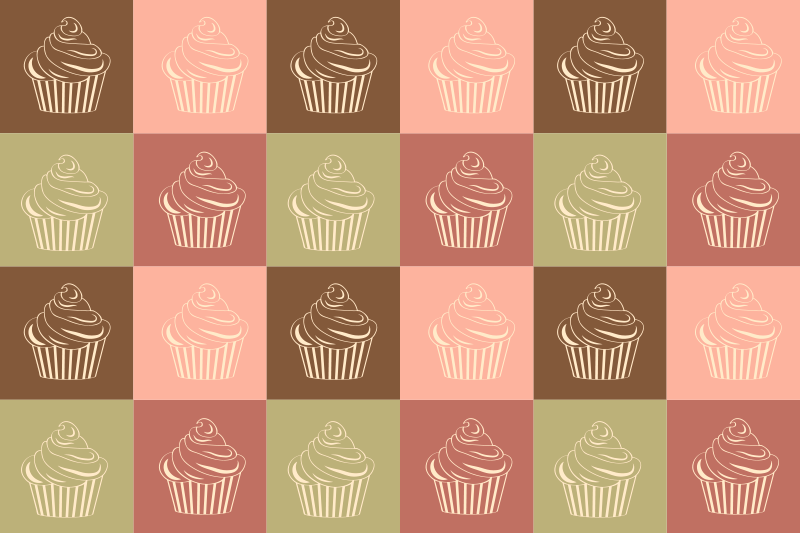 Vintage cupcakes vintage vinyl matta - Tenstickers