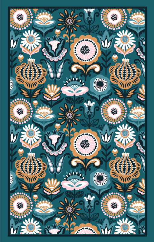 Blommiga bladmönster Vinylmatta sovrum - Tenstickers