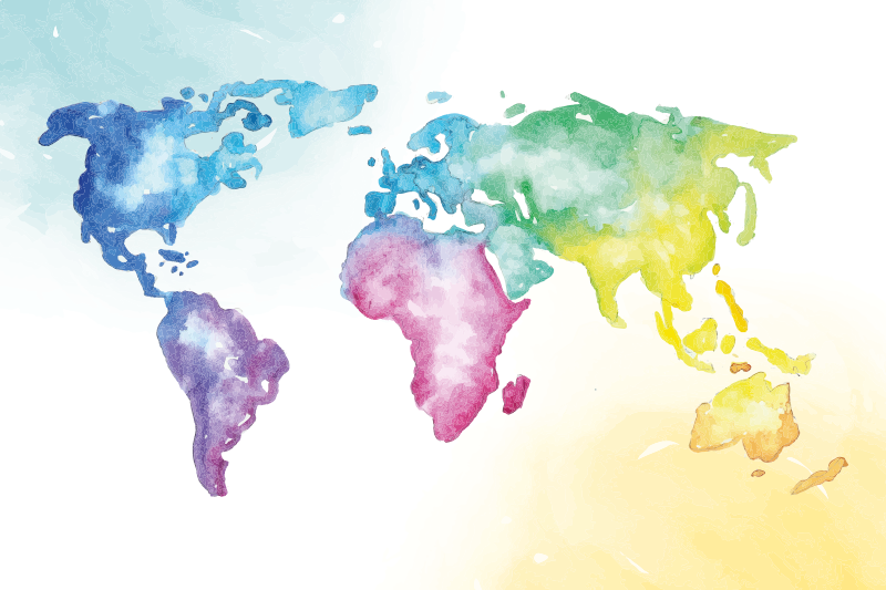 Livfull global karta Vinylmatta Världskarta - Tenstickers