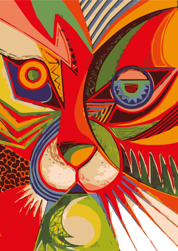 Färgglatt kattansikte Vinylmatta djur - Tenstickers