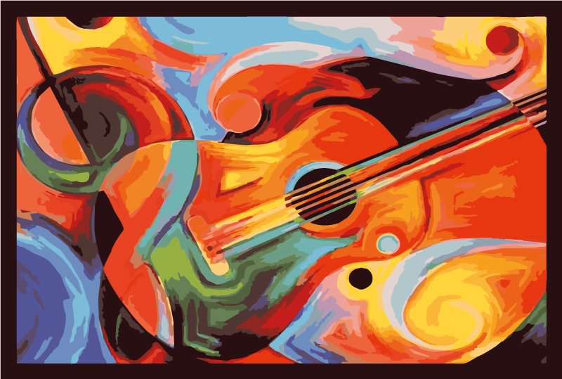 Modern konst färgstark gitarr vinyl matta - Tenstickers