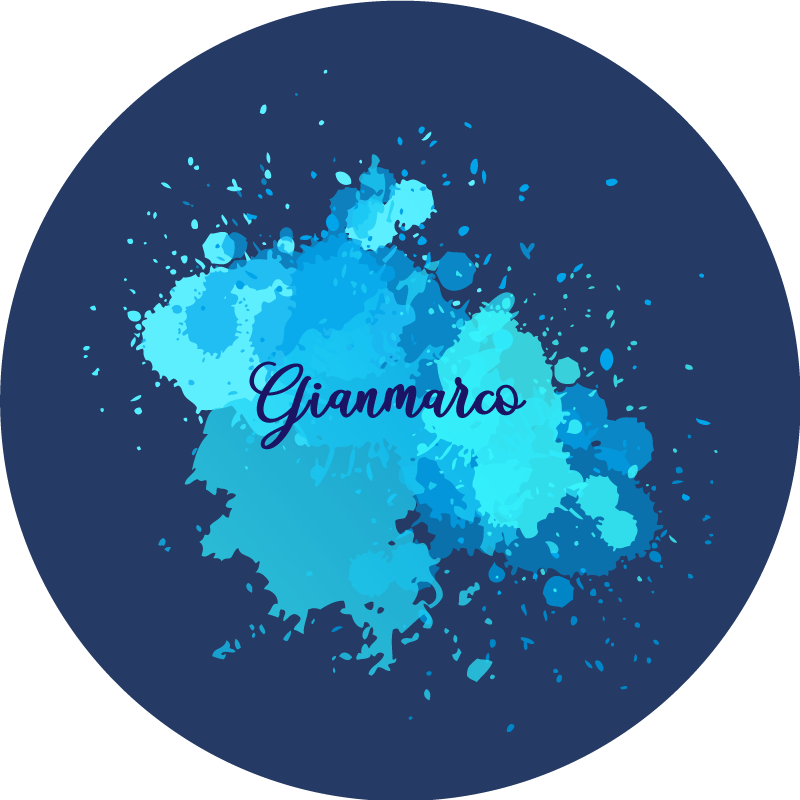 Stänkande blått med namn Vinylmatta Ungdom - Tenstickers