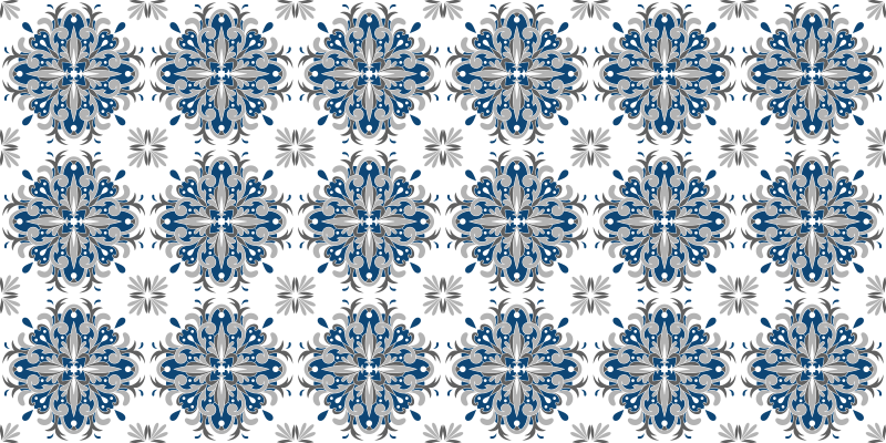 Vinylmatta mosaik elegant blå blommor - Tenstickers
