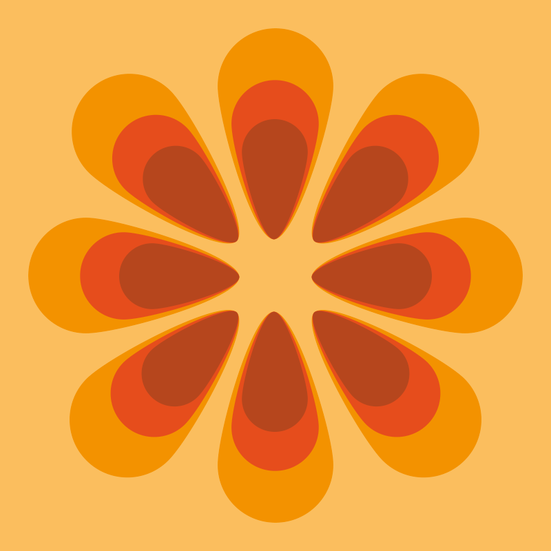 Retro blommig form Vinylmatta Vardagsrum - Tenstickers