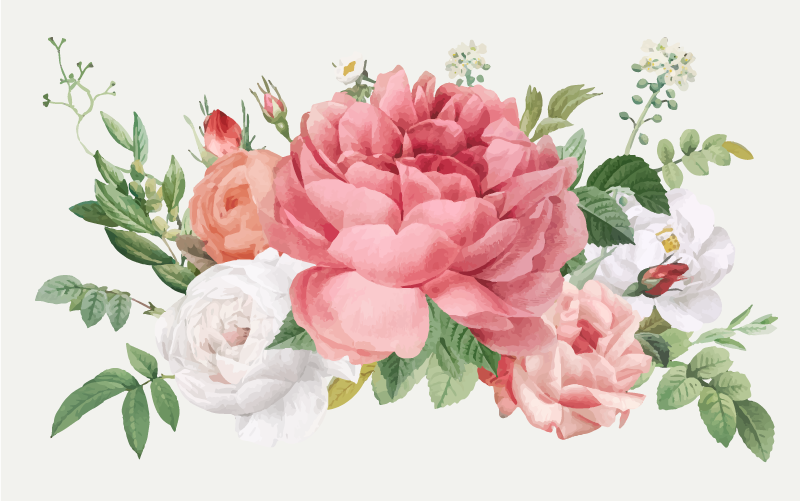 Blommor och rosor blommig vinylmatta - Tenstickers