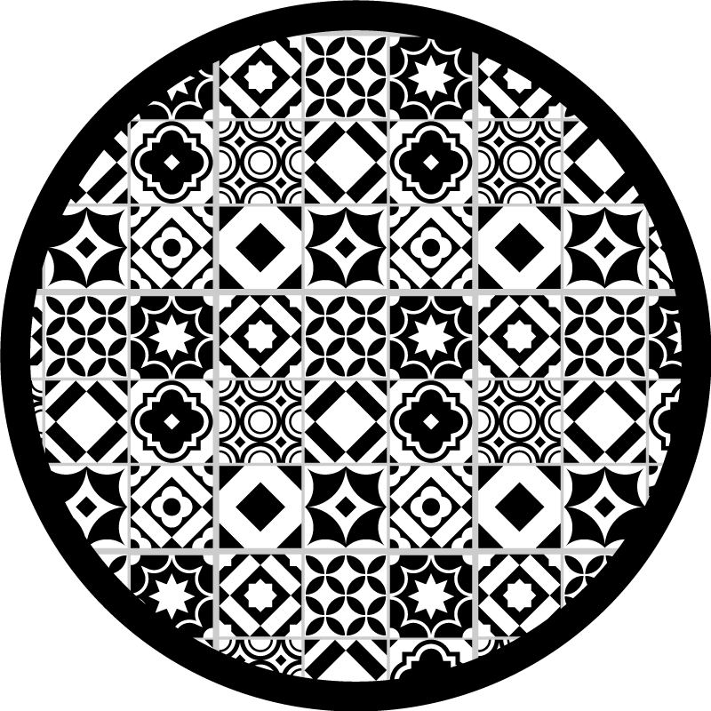 Vinylmatta mosaik monokromt mönster - Tenstickers