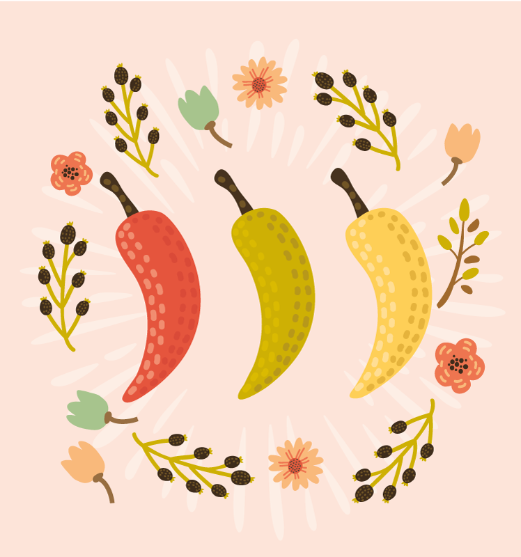 Färgglada chilipeppar Vinylmatta Kök - Tenstickers