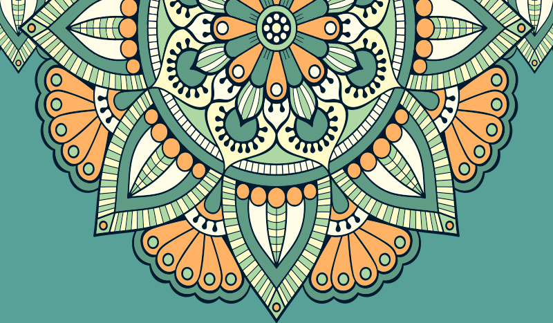 Halvt blommotiv Vinylmatta Mandala - Tenstickers