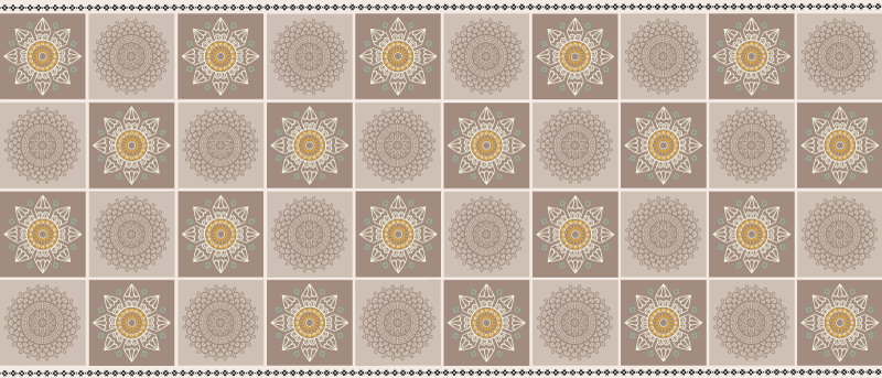 Invecklade blommiga plattor Vinylmatta Mandala - Tenstickers