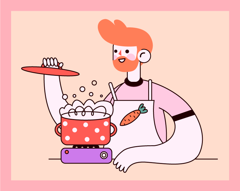 Rödhårig man som lagar mat Vinylmatta Kök - Tenstickers