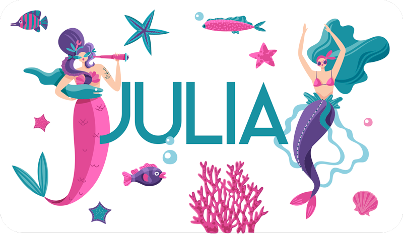 Sjöjungfruäventyr med namn Andra Vinylmattor - Tenstickers