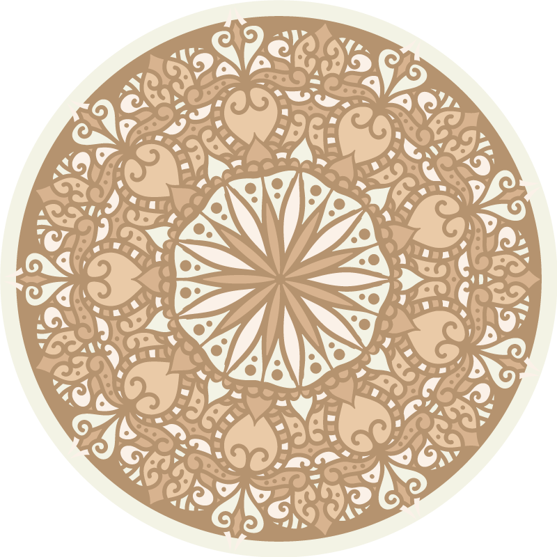 Beige snygg rund design Vinylmatta Mandala - Tenstickers