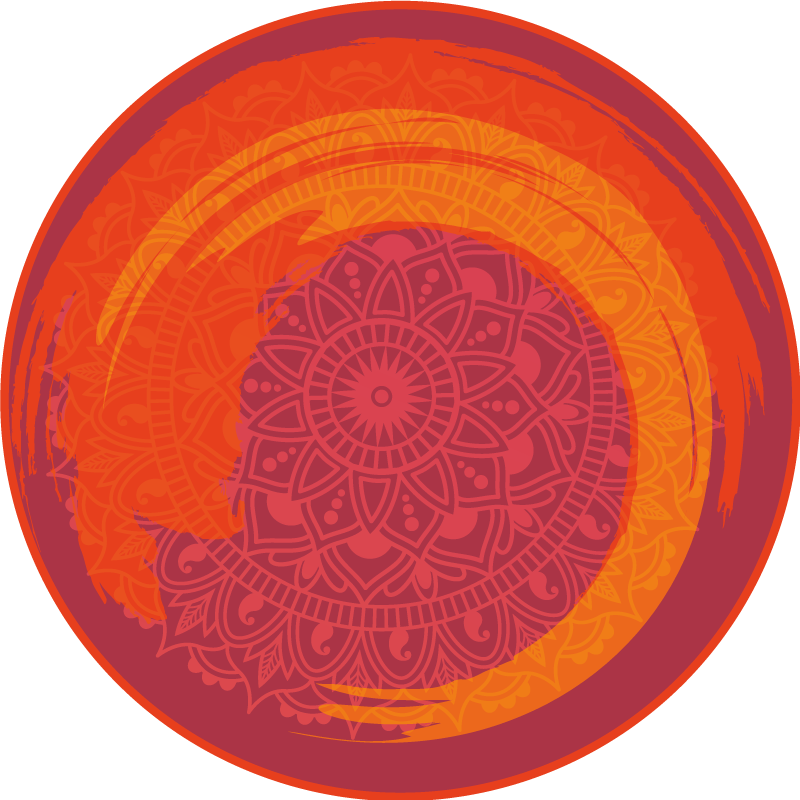 Orange brinnande mandala vinylmatta - Tenstickers