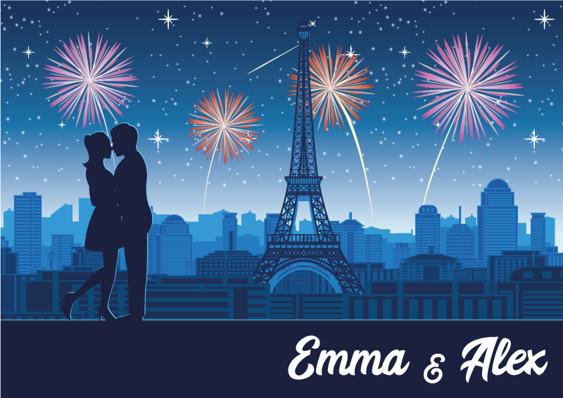 Parisisk romantik Vinylmatta namn - Tenstickers