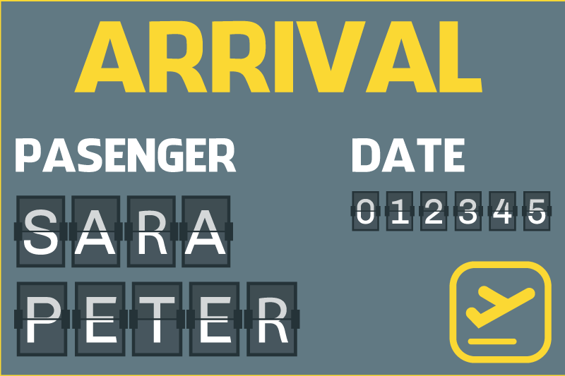 Ankomstflygbiljett Vinylmatta namn - Tenstickers