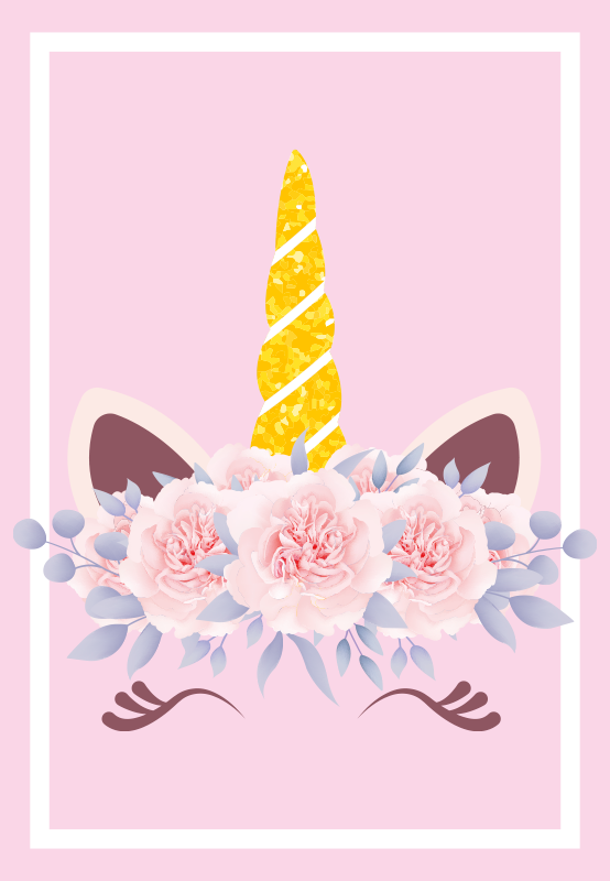 Enhörning med rosor baby lekmatta - Tenstickers