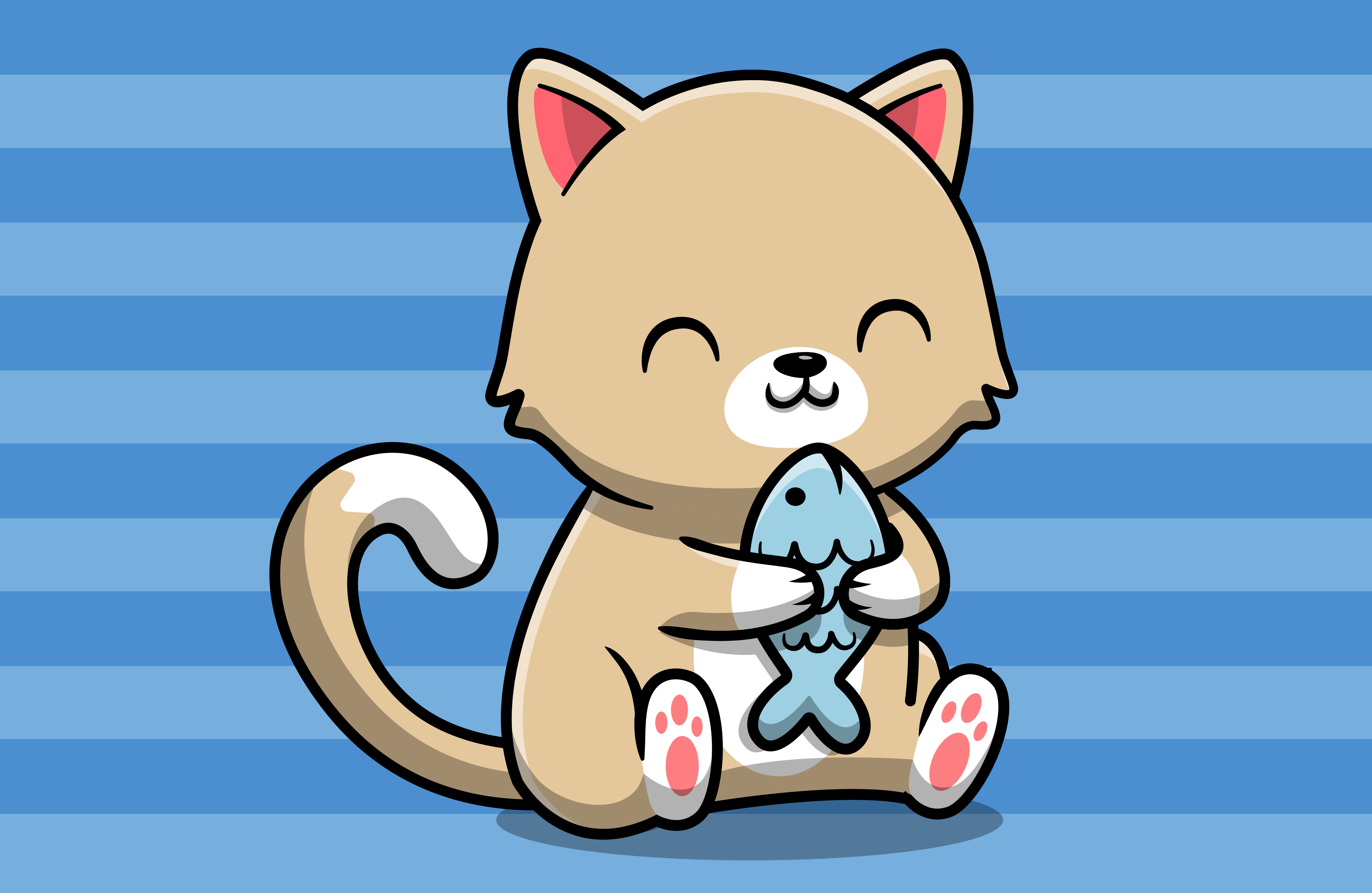 Söta beige katt kök golvplattor - Tenstickers
