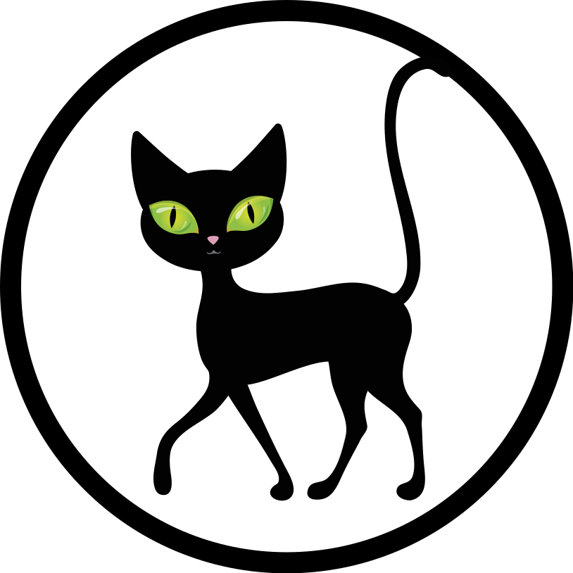 Svart katt på vit bakgrund badrumsgolv - Tenstickers