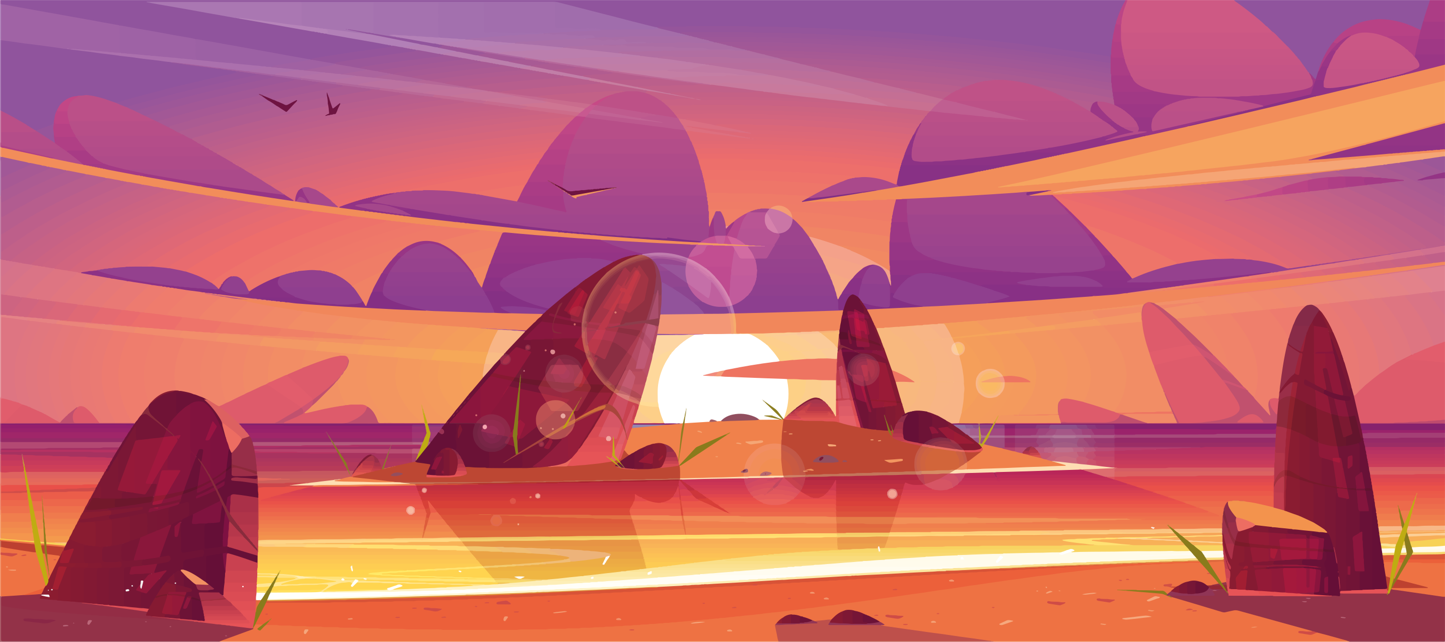 Tecknad strand och hav natur vinyl matta - Tenstickers