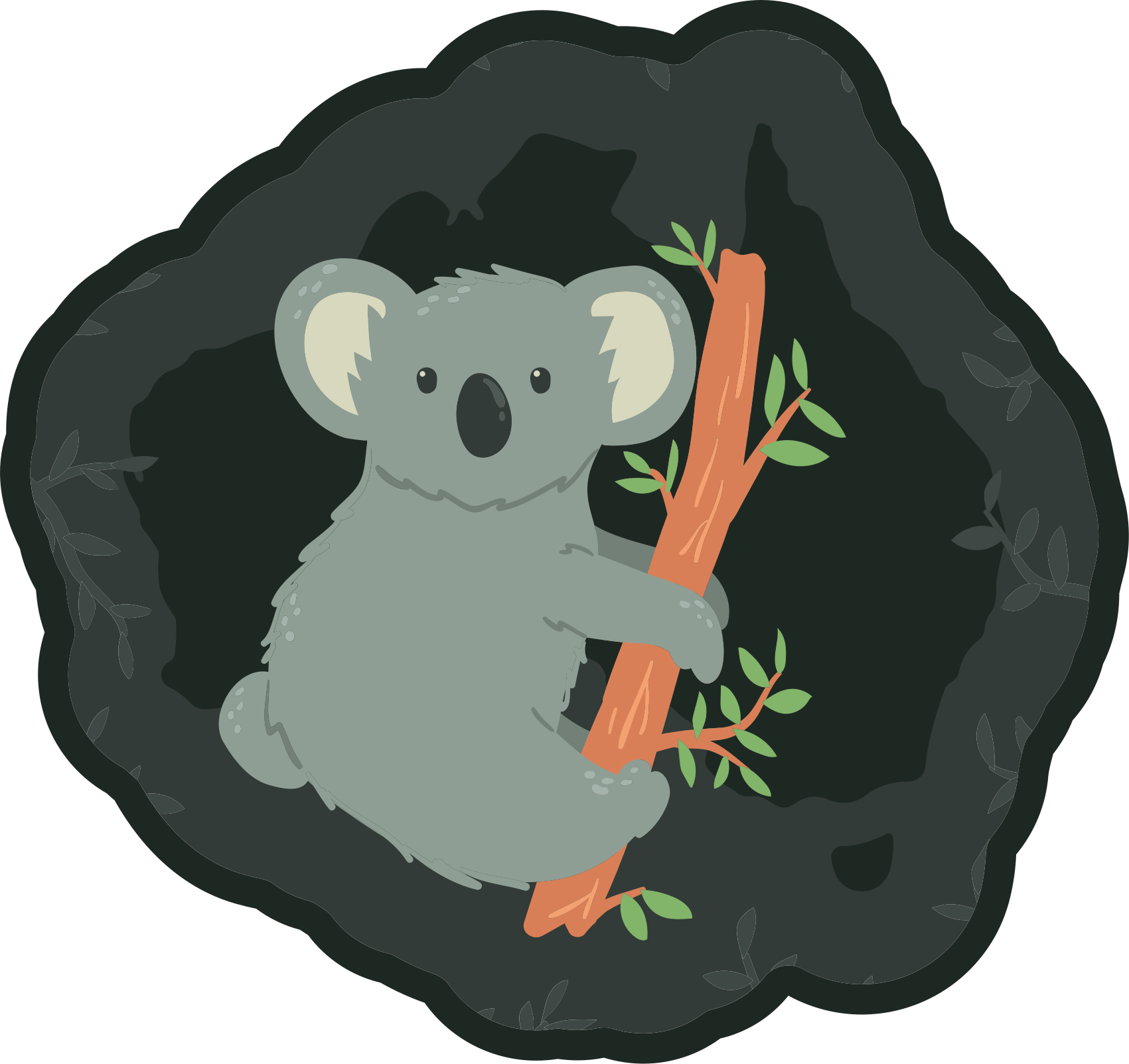 Koala kyla på en kvist djur matta - Tenstickers