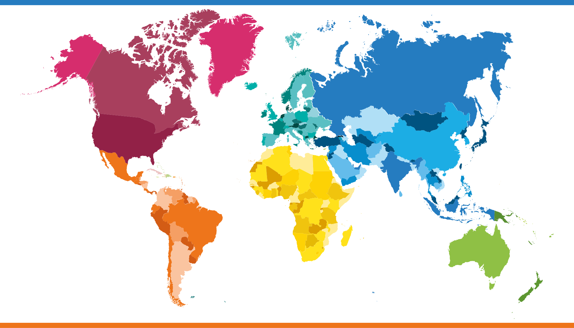 Världskartans färger Vinylmatta Världskarta - Tenstickers