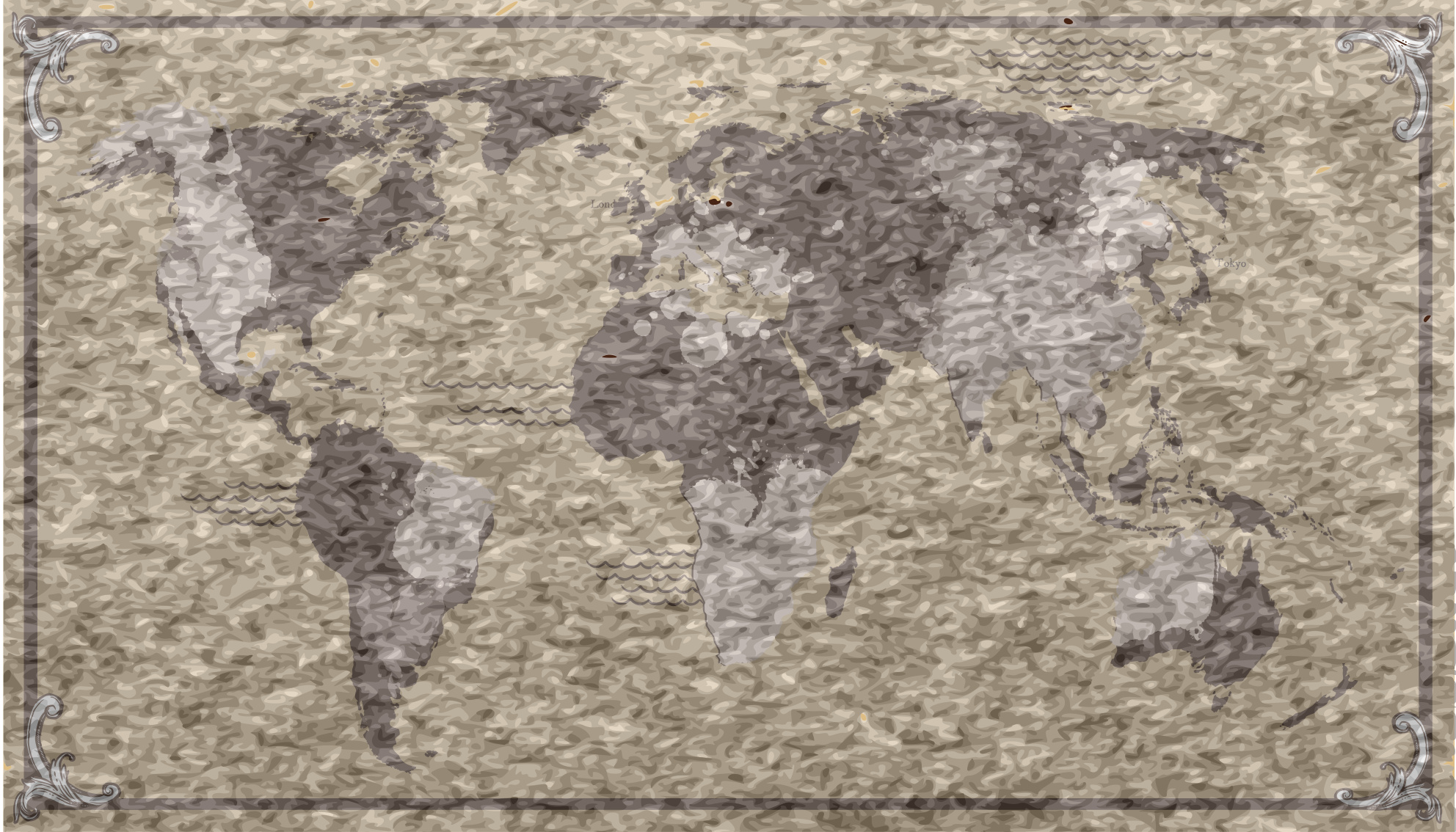 Vinylmatta världskarta global karta illustration - Tenstickers