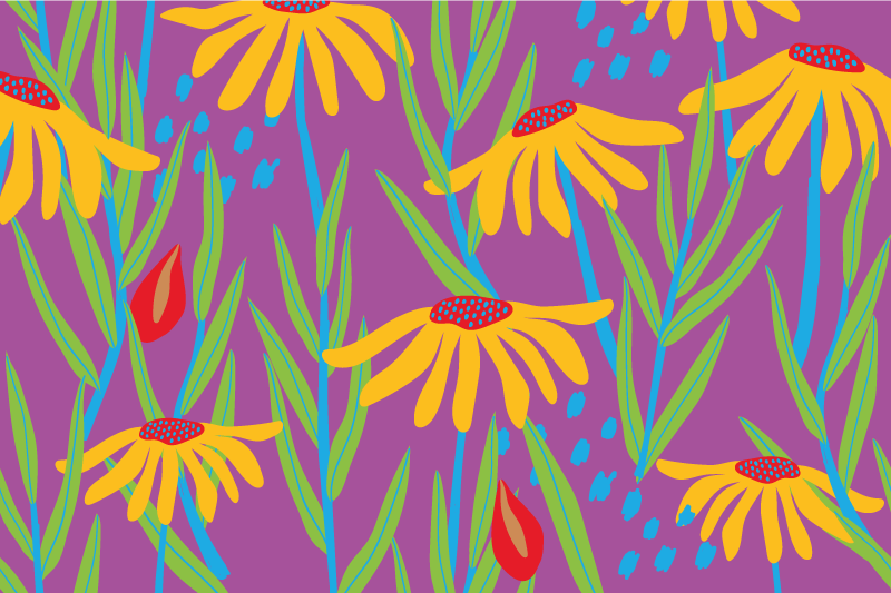 Lila botaniskt arrangemang Vinylmatta blommor och växter - Tenstickers