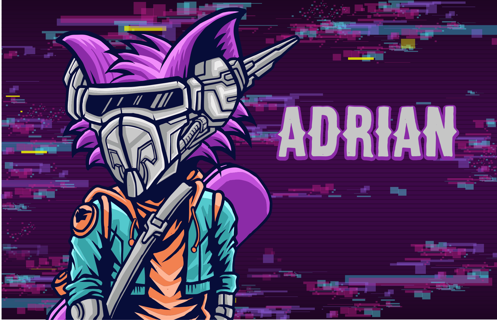 Anpassad futuristisk karaktär Vinylmatta Ungdom - Tenstickers