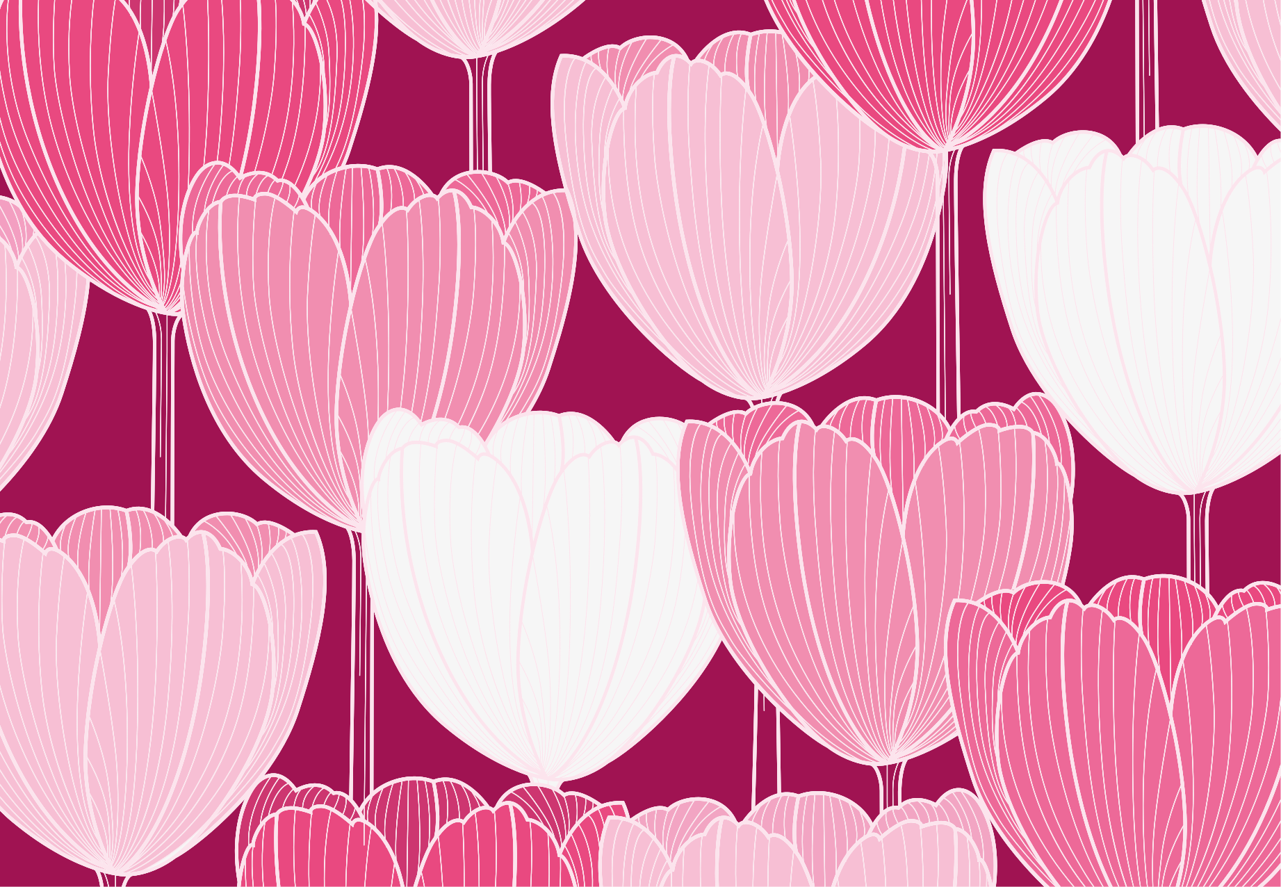 Rosa tulpanelement Vinylmatta blommor och växter - Tenstickers