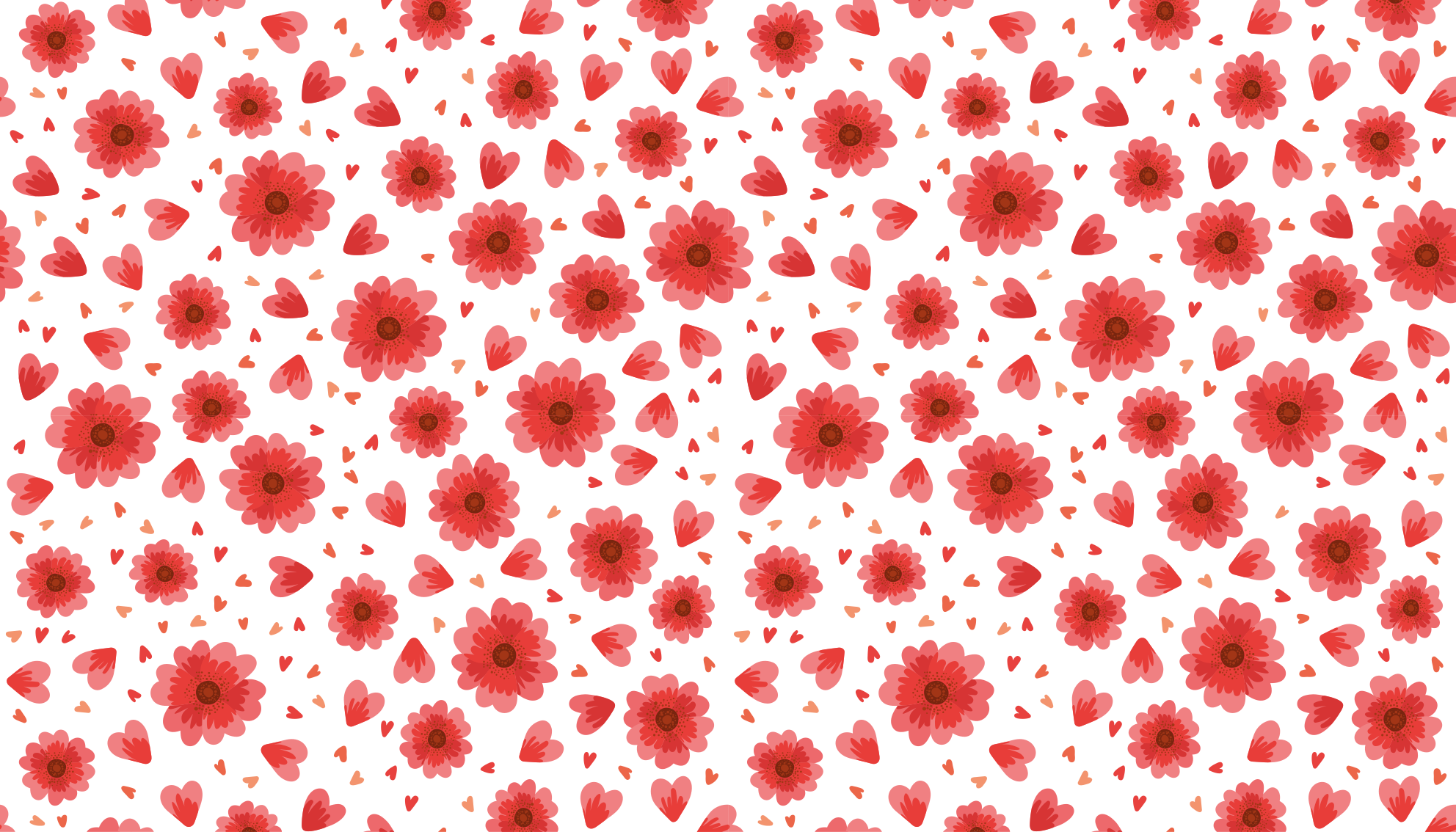 Blommigt hjärta mönster Vinylmatta blommor och växter - Tenstickers