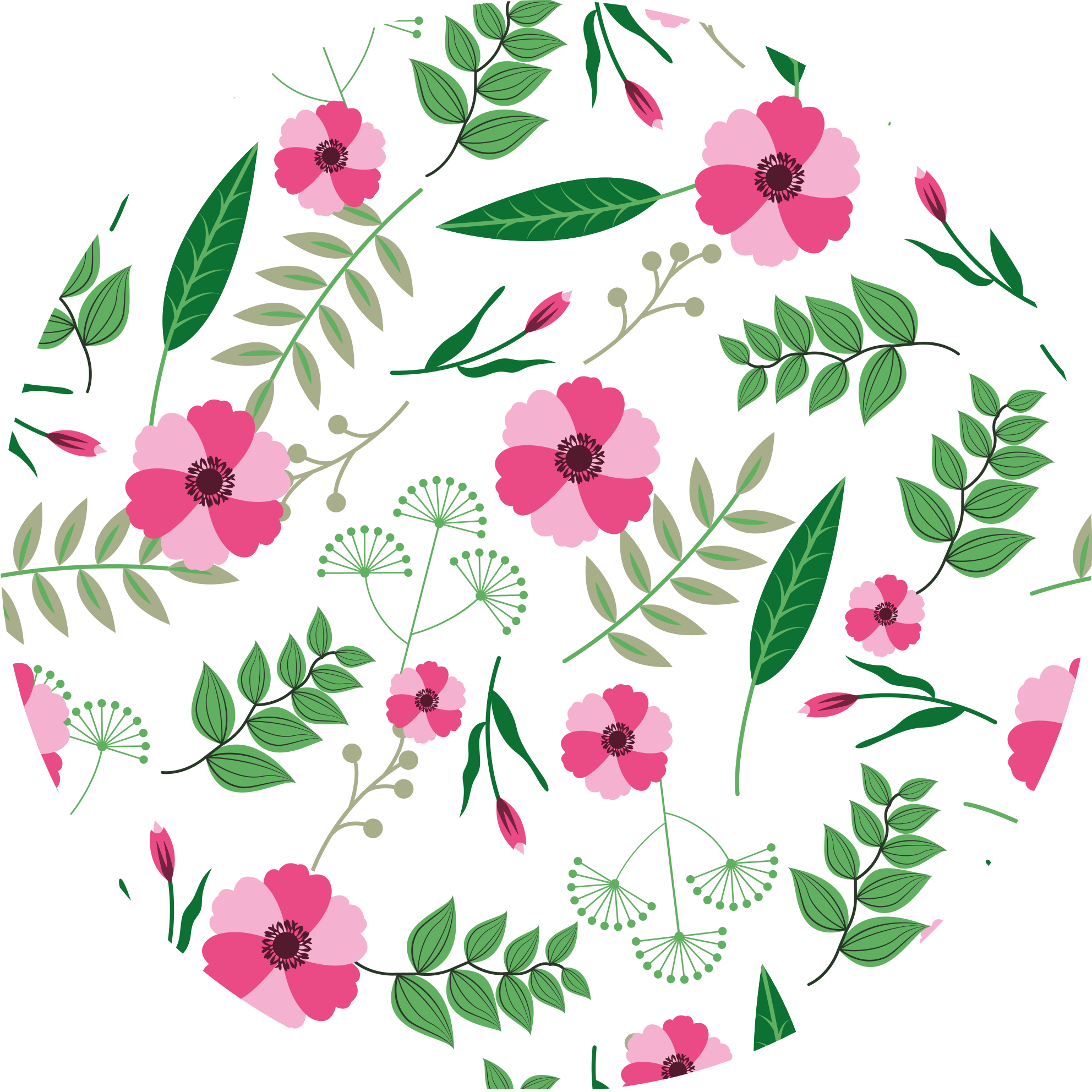 Cool rosa rosor blommig matta - Tenstickers