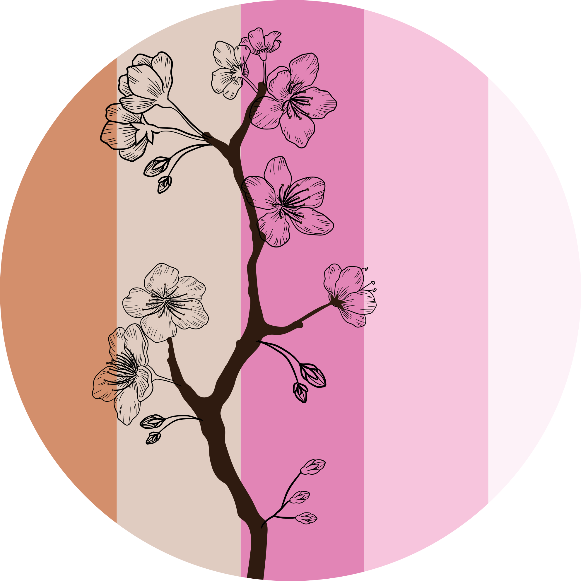 Körsbärsblommande elegans Vinylmatta blommor och växter - Tenstickers