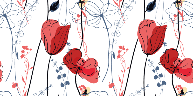 Elegant röd vallmo blommig matta - Tenstickers