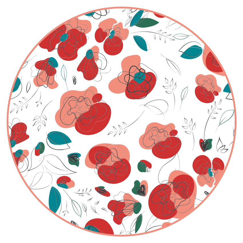 Abstrakt retro vallmo blommig matta - Tenstickers