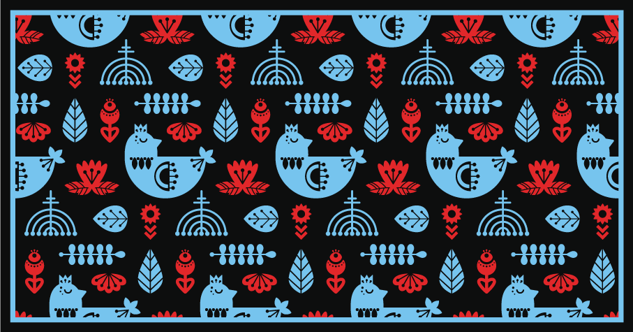 Polska blommor och kycklingar blommamatta - Tenstickers