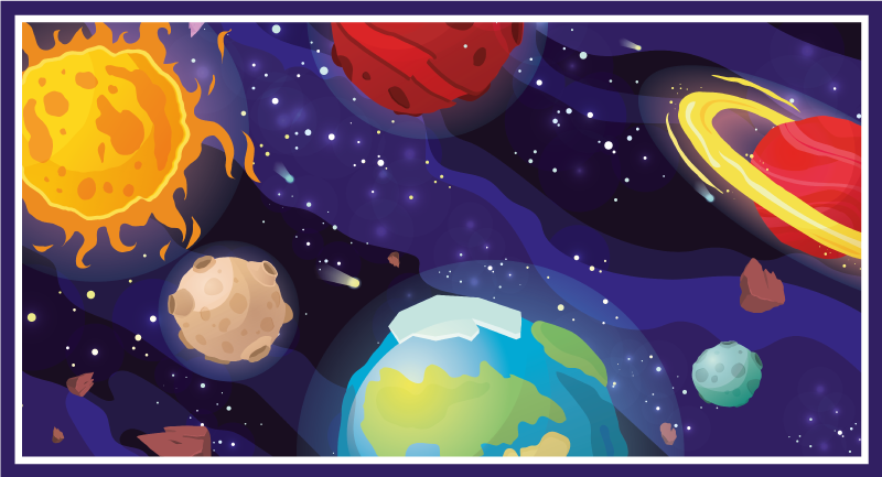 Kosmisk utforskningsscen Vinylmatta Stjärnor - Tenstickers