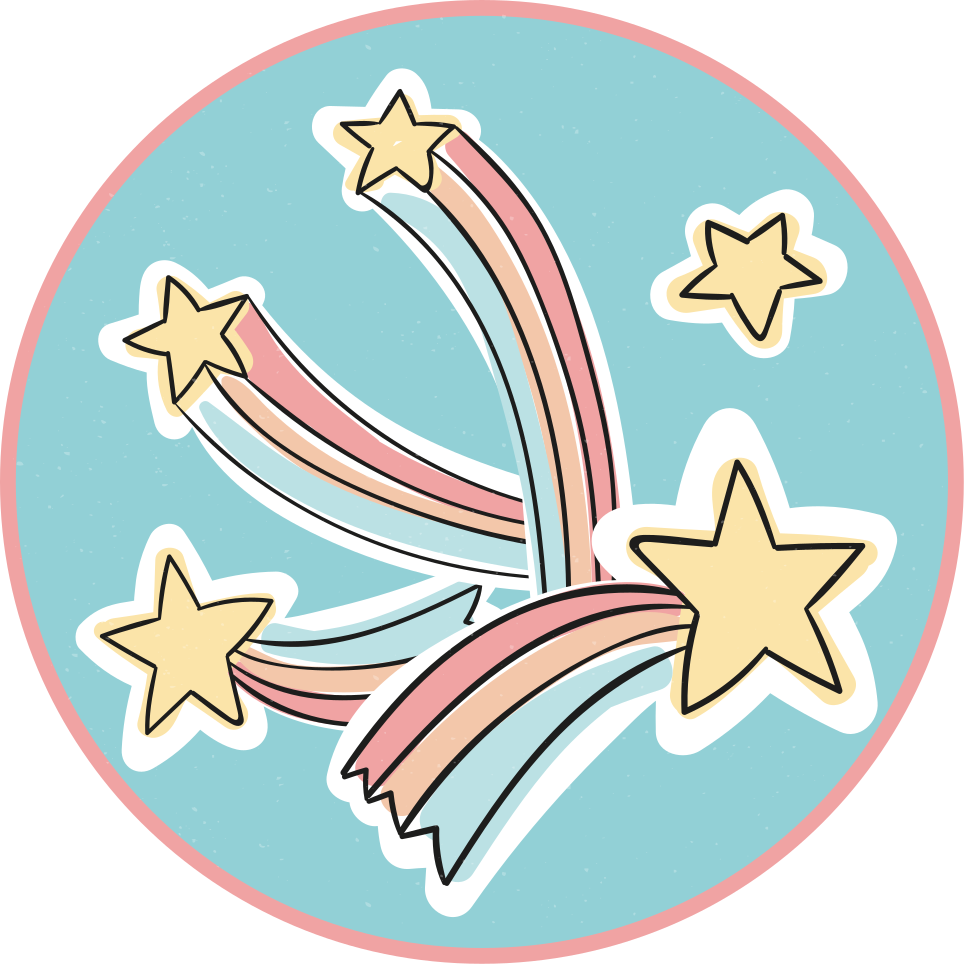 En skjutande regnbågestjärna-vinylmatta - Tenstickers