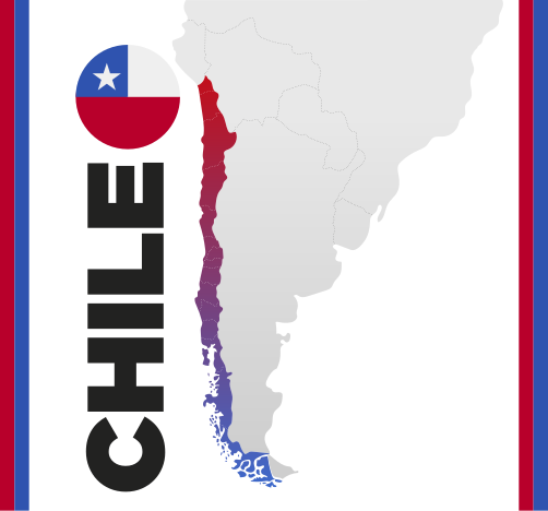 Chile-karta Vinylmatta Världskarta - Tenstickers