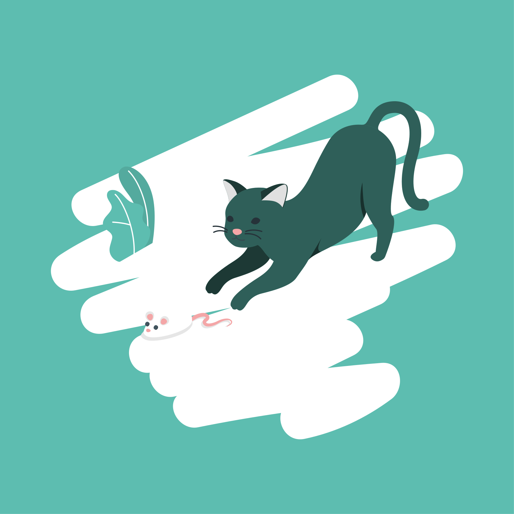 Lekfull kattjakt Vinylmatta sovrum - Tenstickers